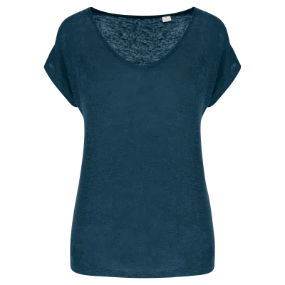 T-shirt col V en lin femme