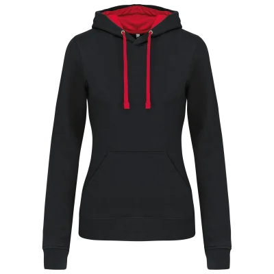 Sweat-shirt capuche contrastée femme