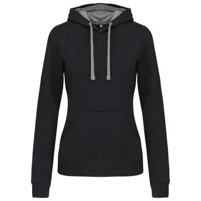 Sweat-shirt capuche contrastée femme