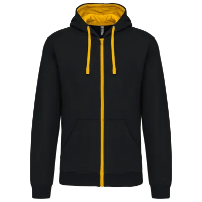 Sweat-shirt zippé capuche contrastée