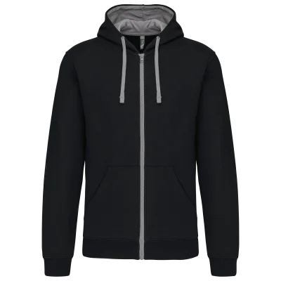 Sweat-shirt zippé capuche contrastée