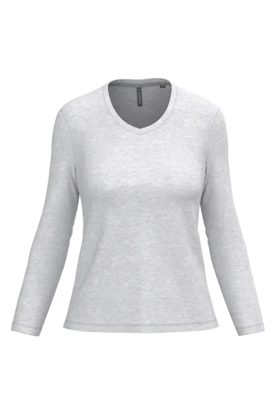 T-shirt col V manches longues femme