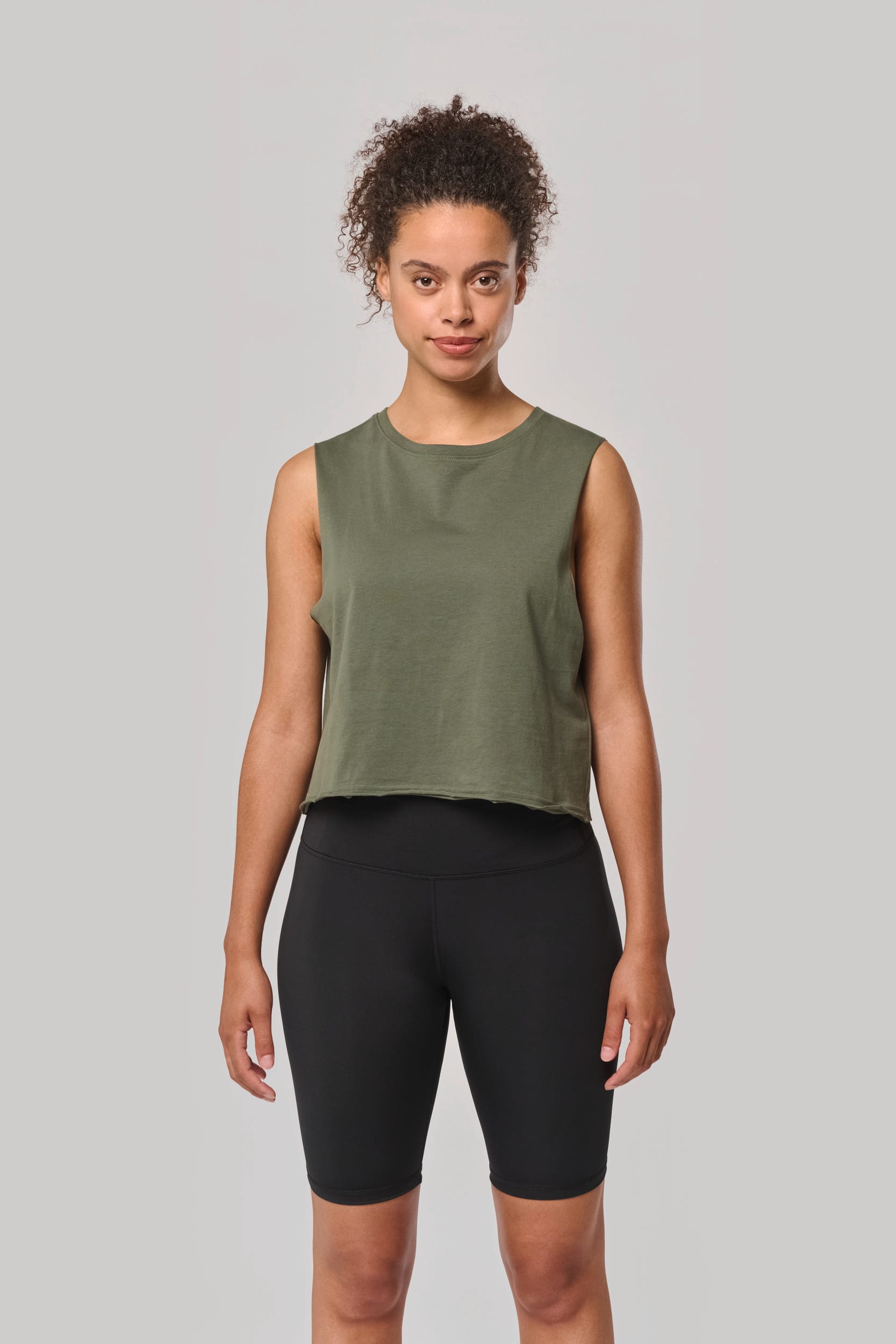 T-shirt crop sans manches femme