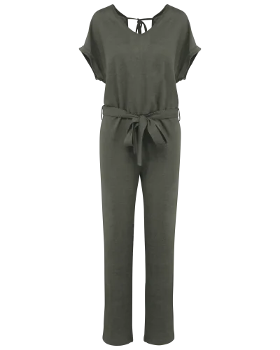 Combinaison en maille manches courtes en lin femme