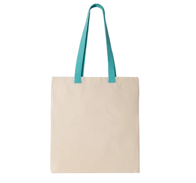 Sac shopping plat en toile avec poignées contrastées