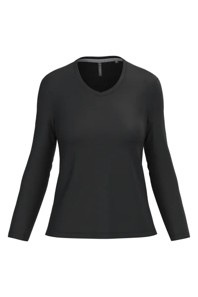 T-shirt col V manches longues femme