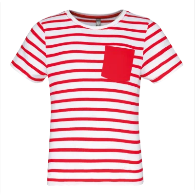 T-shirt rayé marin avec poche manches courtes enfant