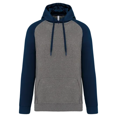 Sweat-shirt à capuche bicolore unisexe