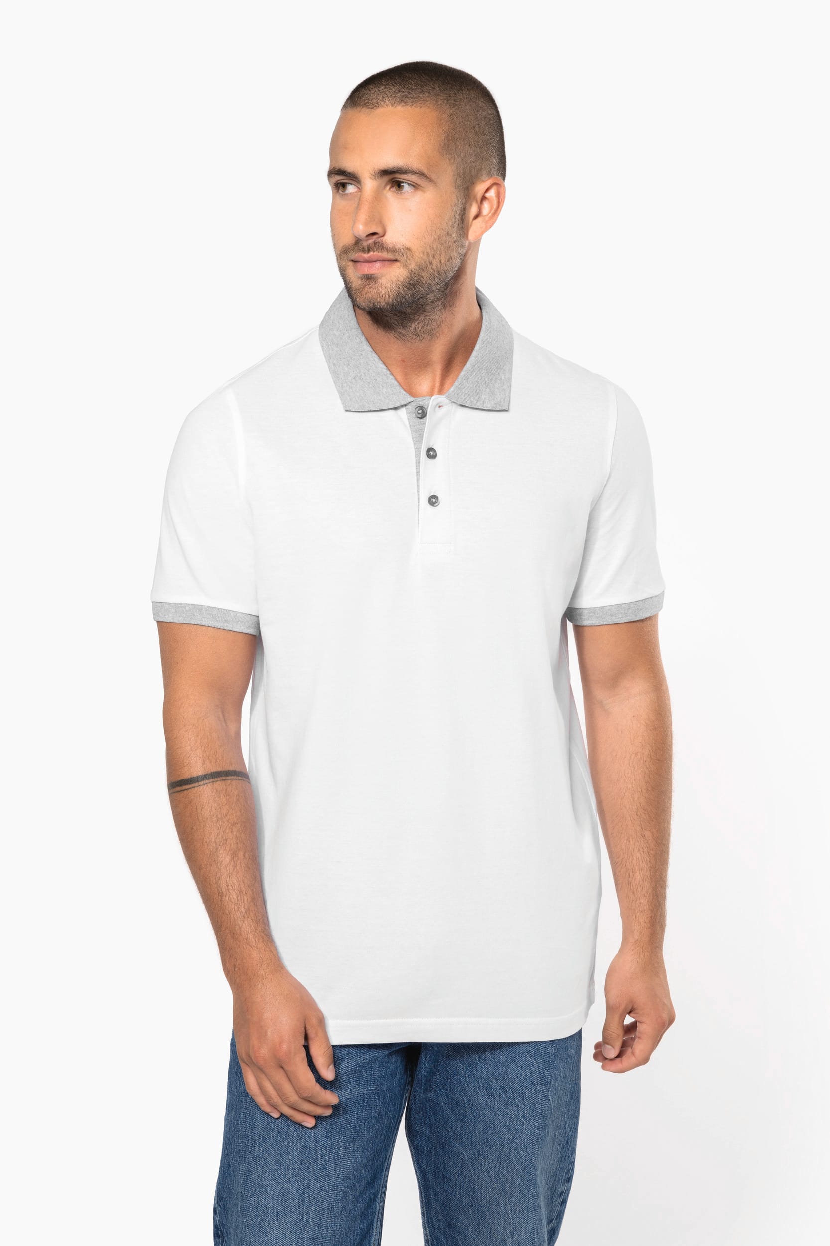Polo piqué bicolore homme