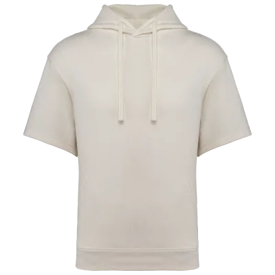 Sweat-shirt écoresponsable à capuche à épaules tombantes manches courtes French Terry unisexe