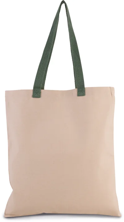 Sac shopping plat en toile avec poignées contrastées