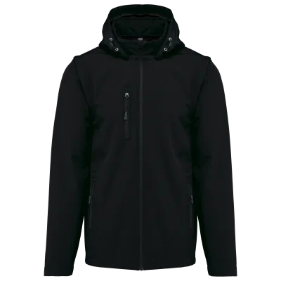 Veste Softshell 3 couches à capuche avec manches amovibles unisexe