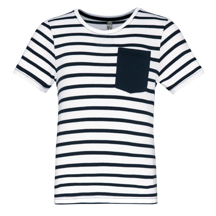 T-shirt rayé marin avec poche manches courtes enfant