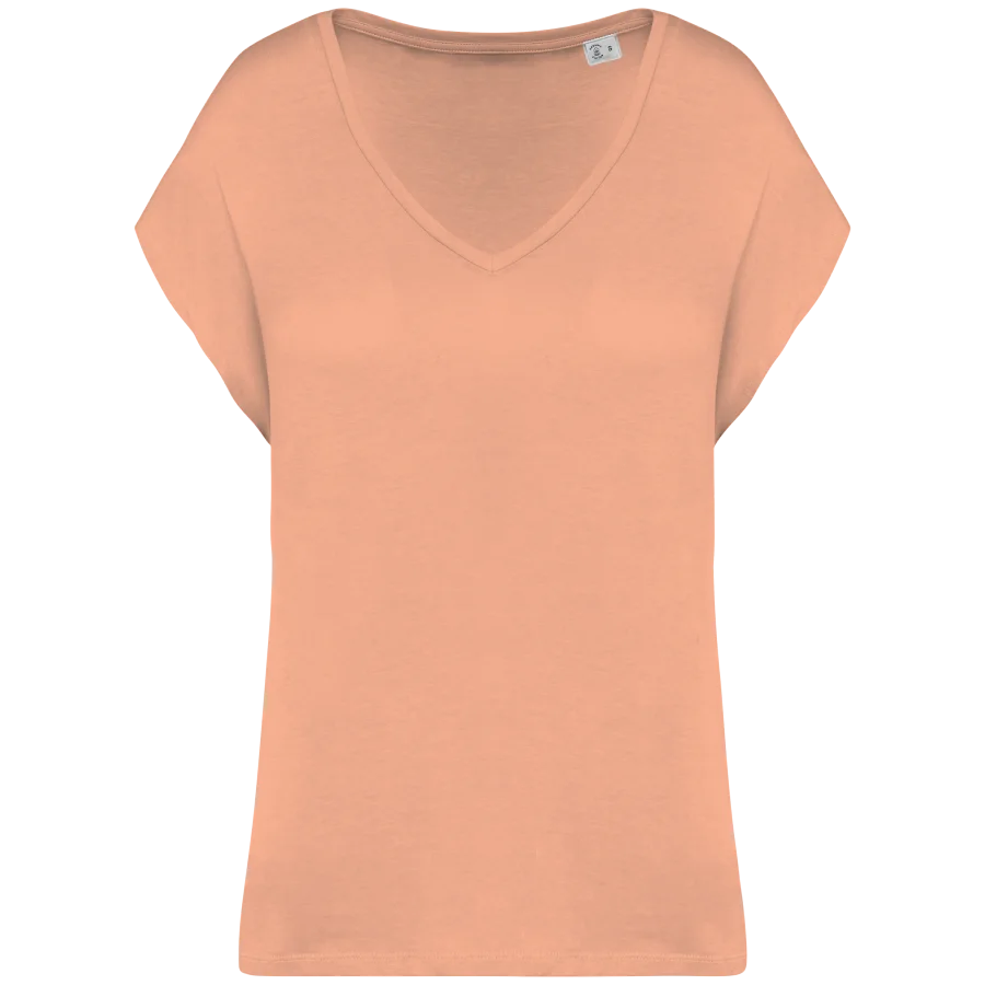 T-shirt écoresponsable loose à col V femme