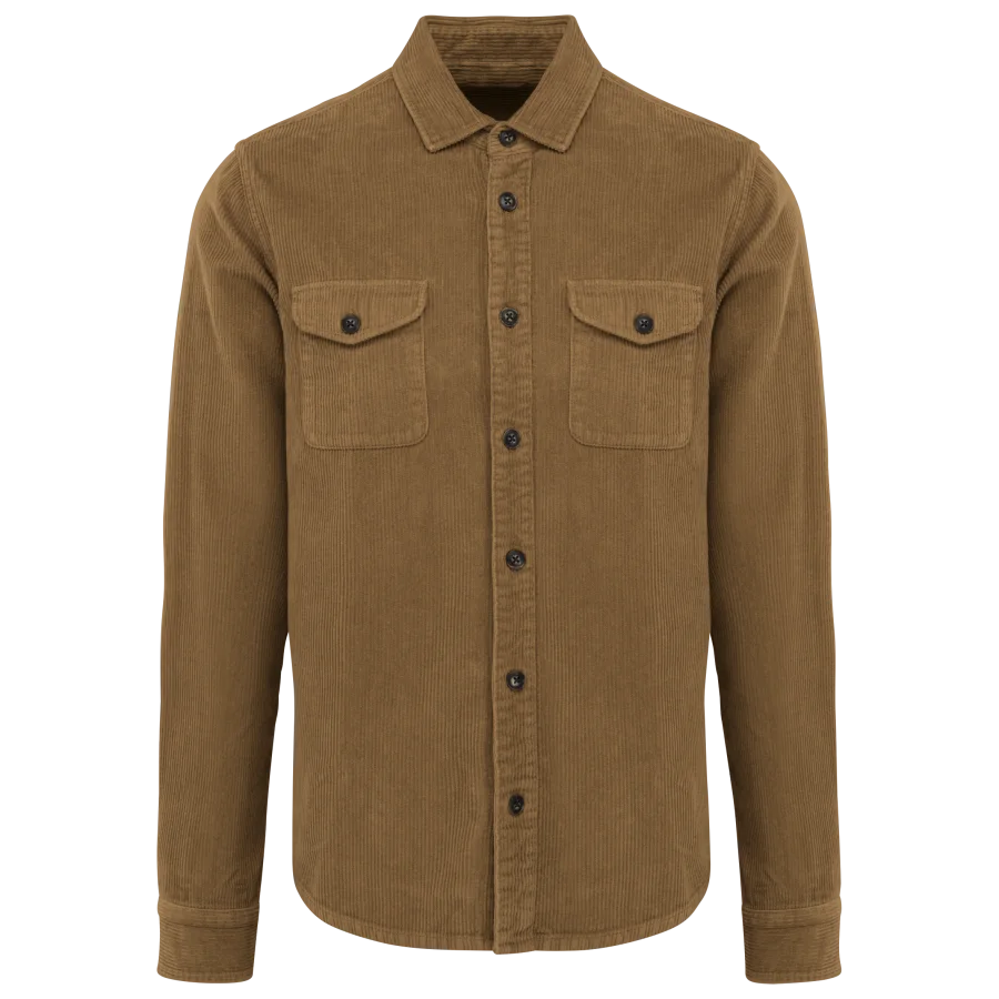 Surchemise écoresponsable délavée en velours côtelé homme coloris Washed Brown Sugar