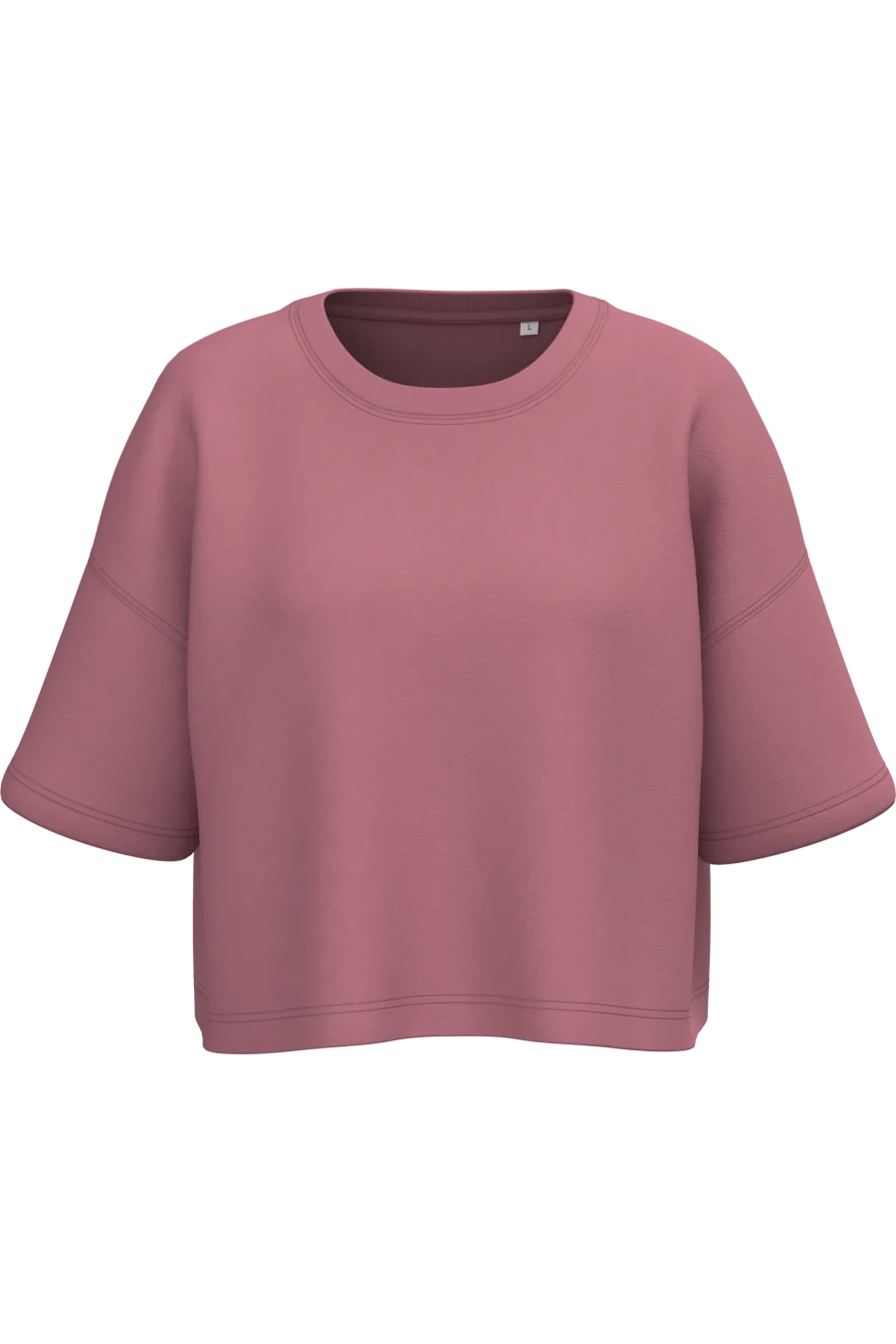 Sweat-shirt crop à manches courtes col rond femme