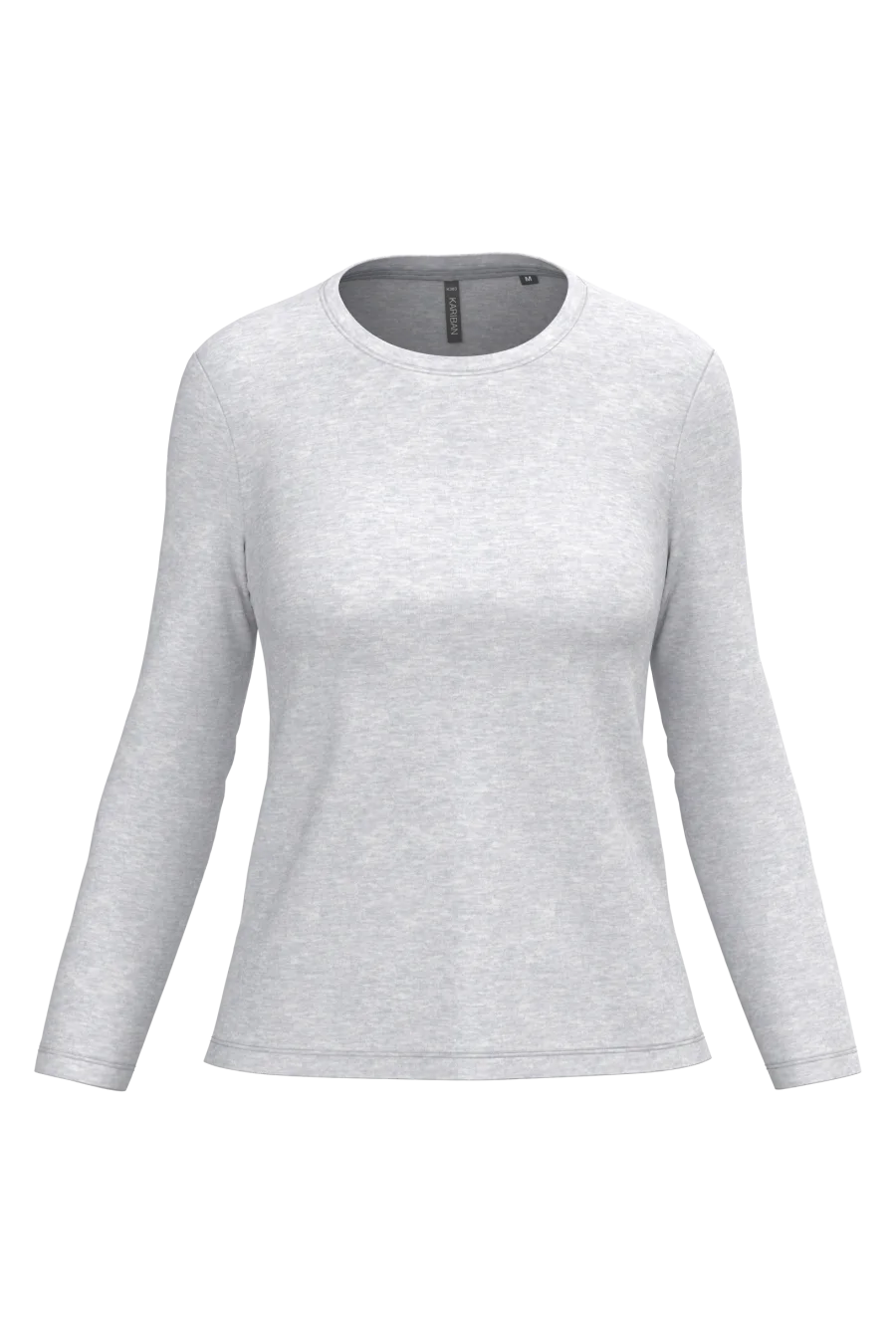 T-shirt col rond manches longues femme coloris Ash Heather