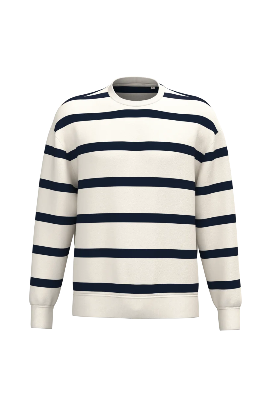 Sweat-shirt écoresponsable à col rond à rayures et épaules tombantes unisexe