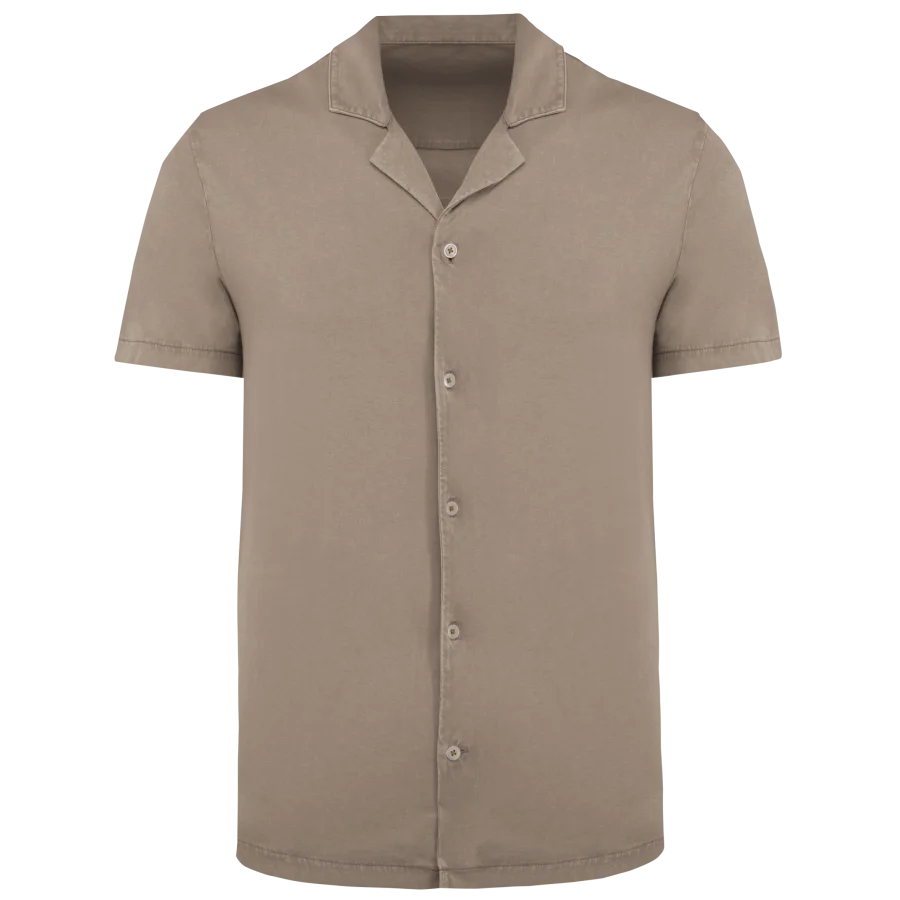Chemise écoresponsable à col bowling délavée en jersey manches courtes homme