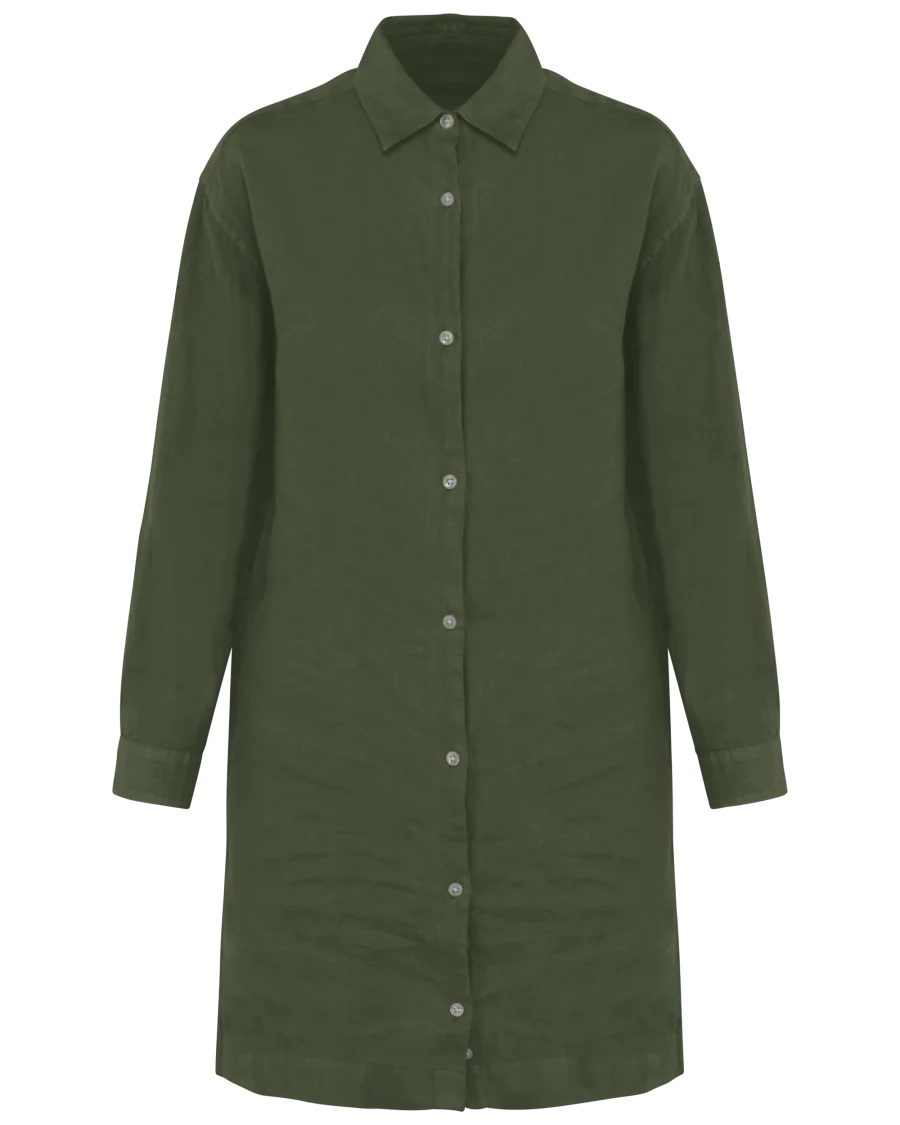 Robe chemise en lin femme