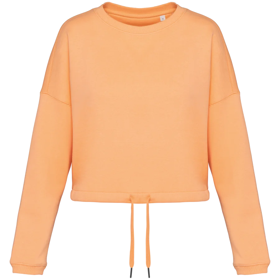Sweat-shirt écoresponsable à col rond oversize crop femme