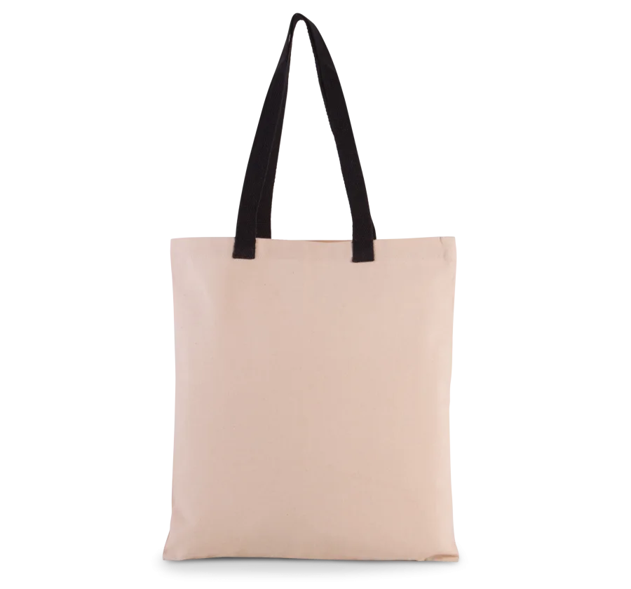Sac shopping plat en toile avec poignées contrastées