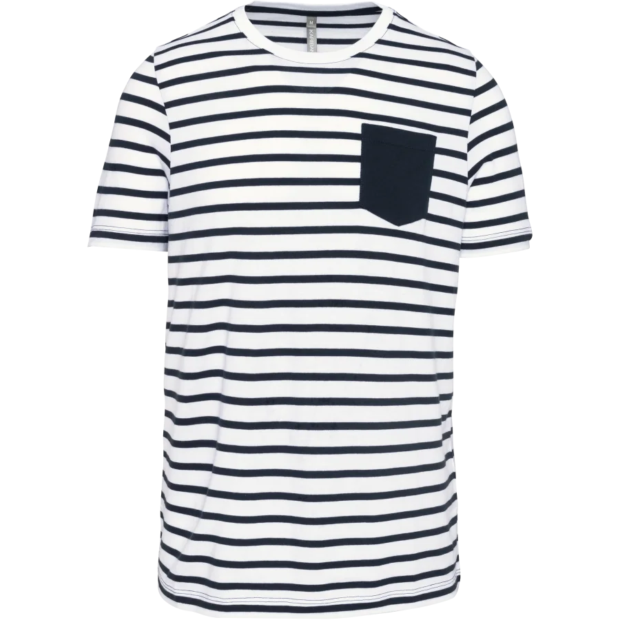 T-shirt rayé marin avec poche manches courtes homme
