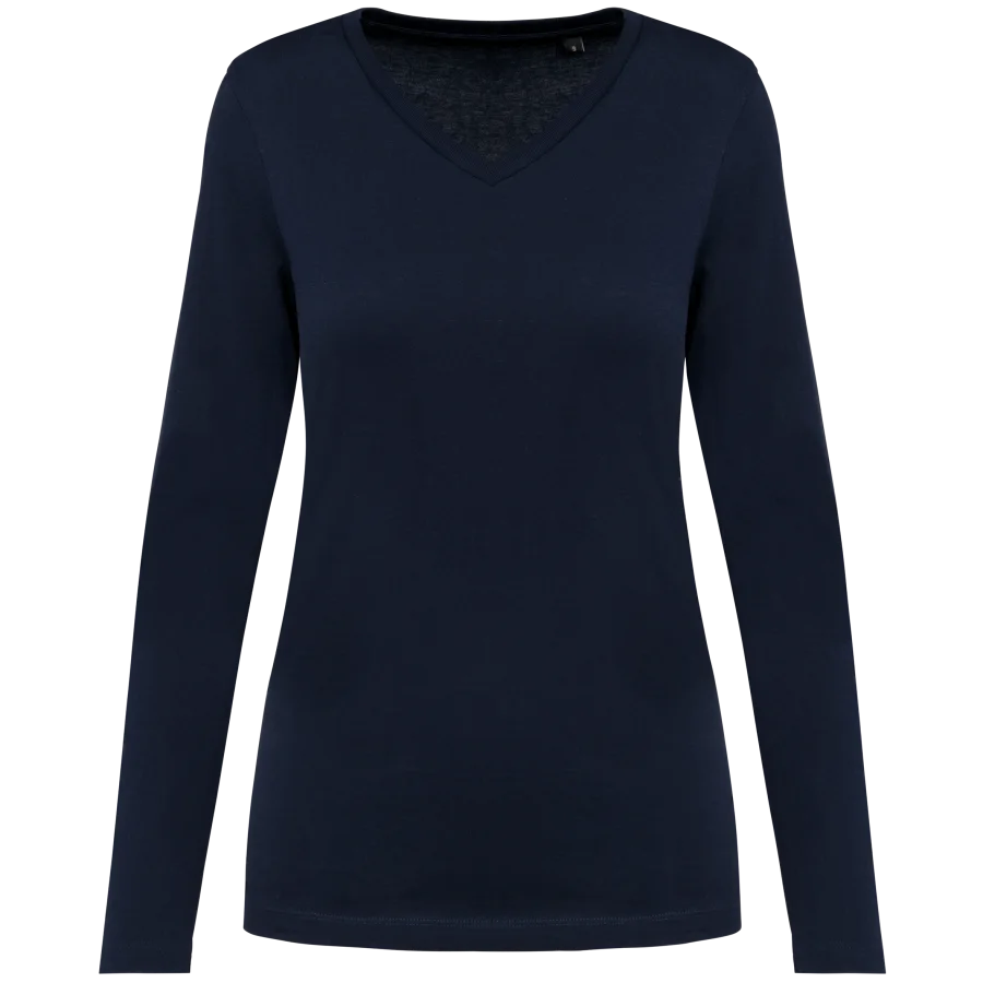 T-shirt Supima® col V manches longues femme
