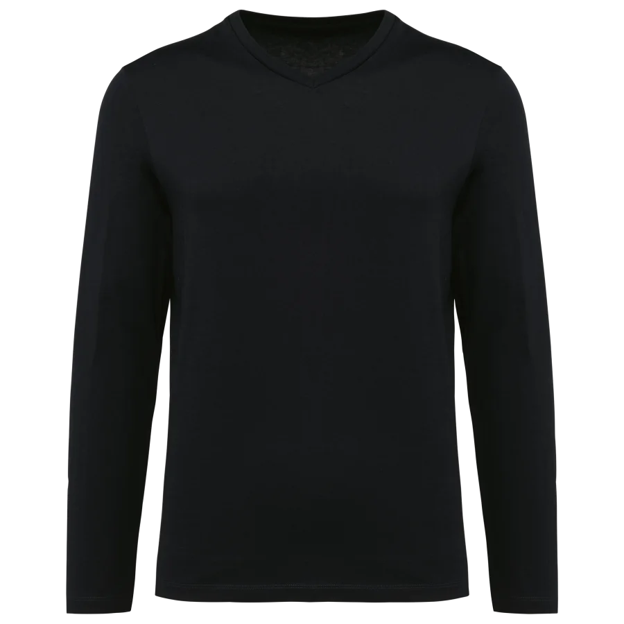 T-shirt Supima® col V manches longues homme coloris Black