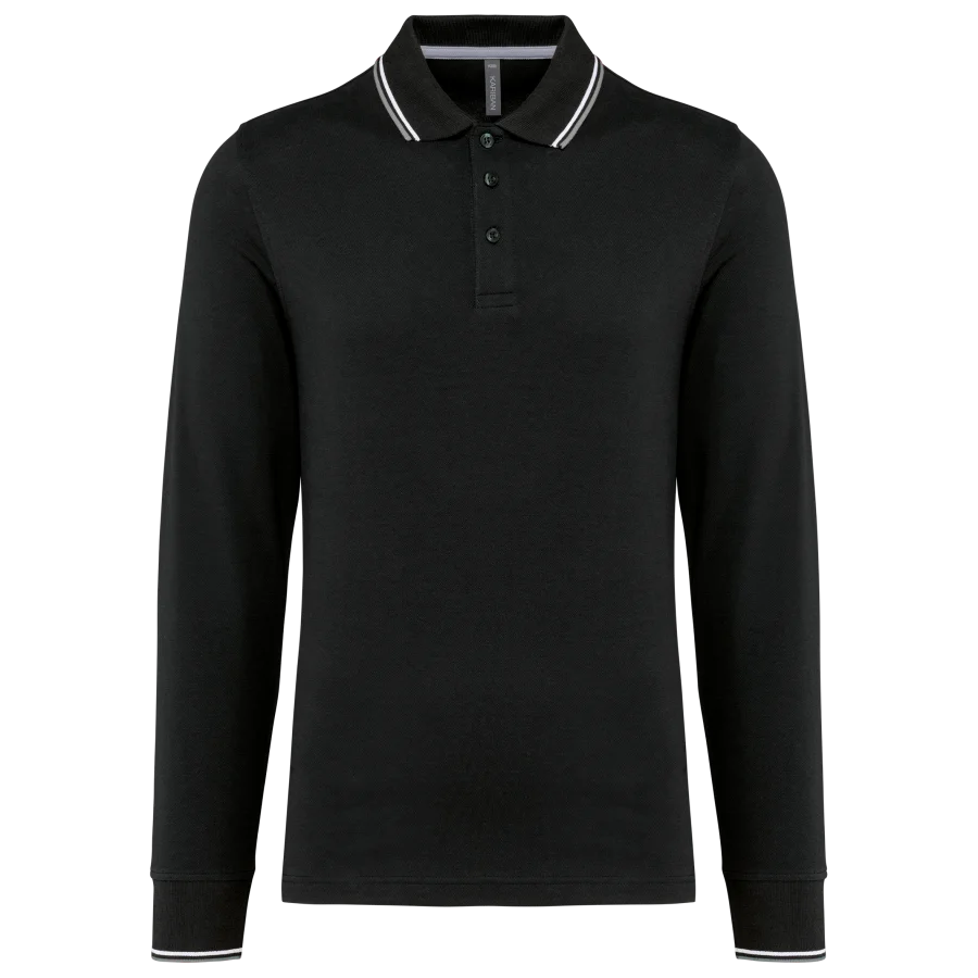 Polo maille piquée manches longues homme