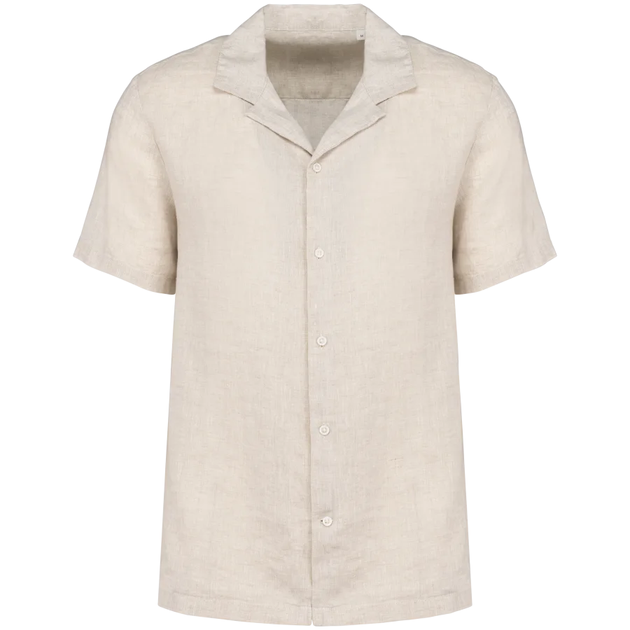 Chemise à col bowling en lin homme