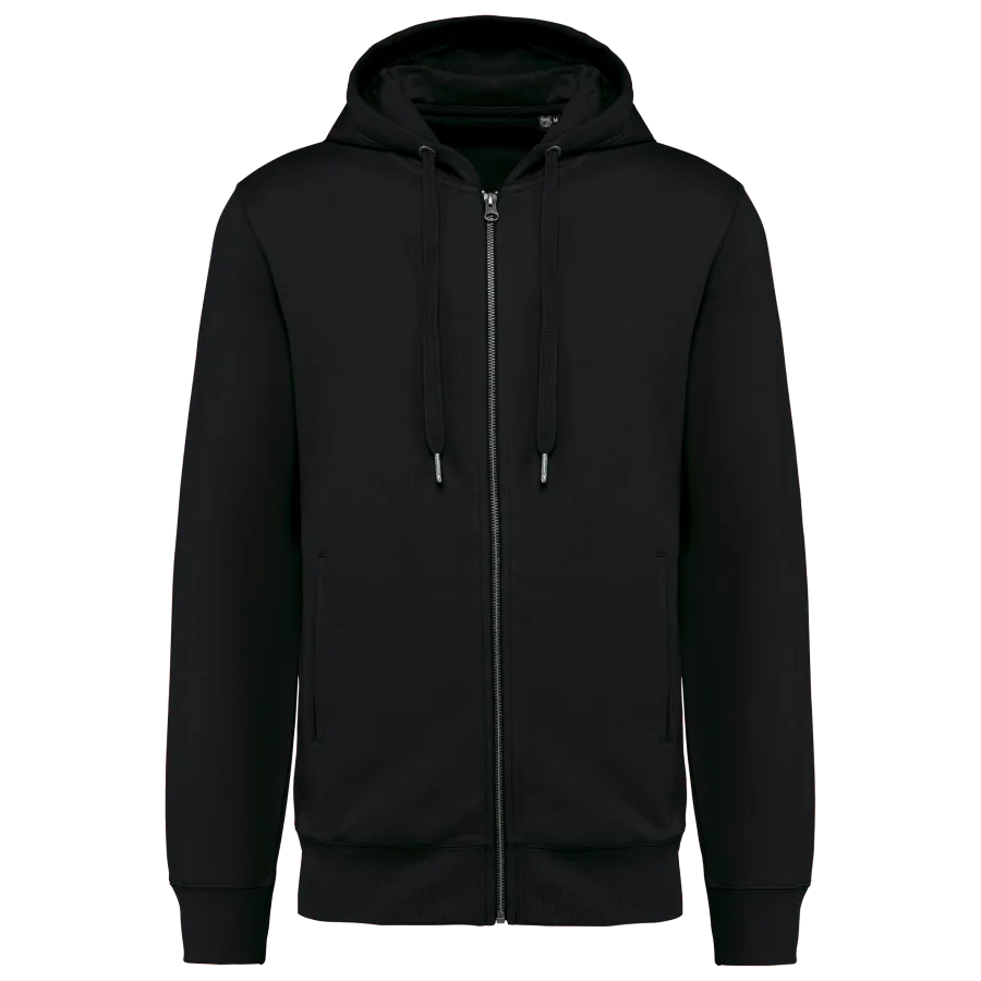 Sweat-shirt french terry écoresponsable zippé à capuche unisexe coloris Black