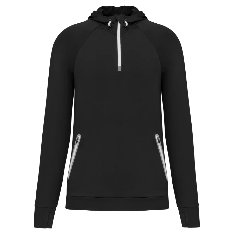Sweat-shirt à capuche 1/4 zip sport unisexe