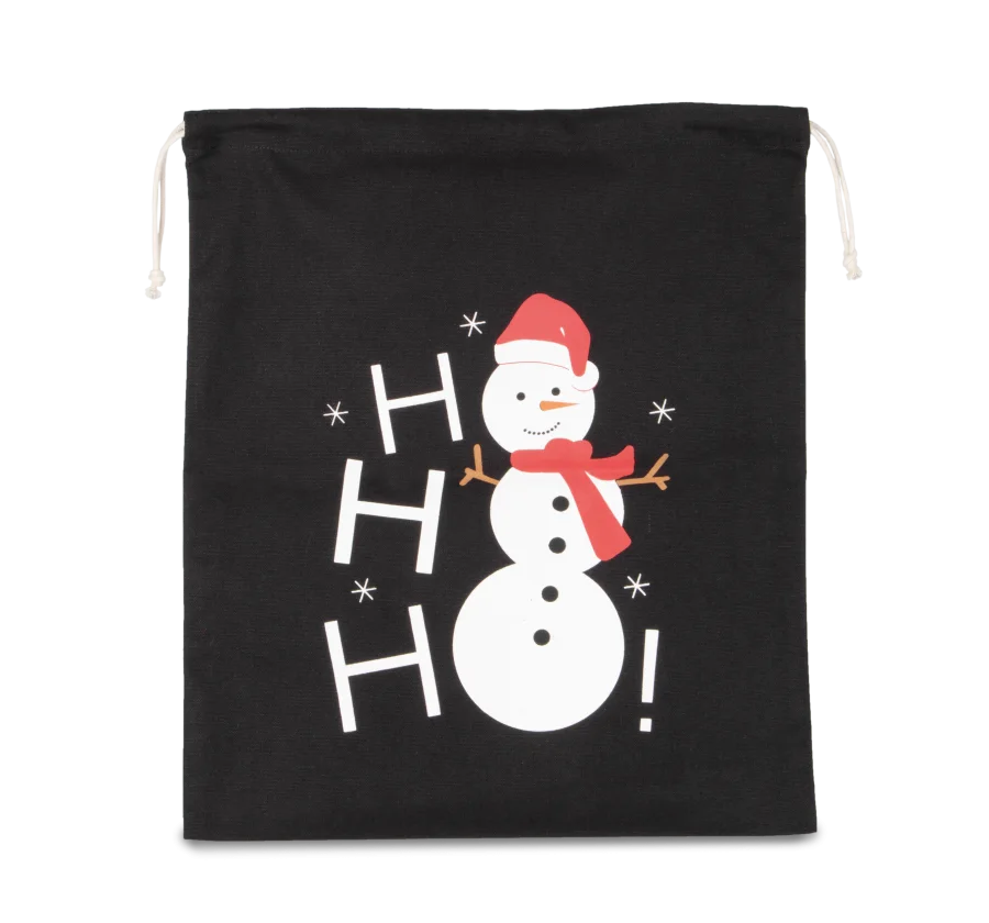 Sac coton à cordon motif bonhomme de neige