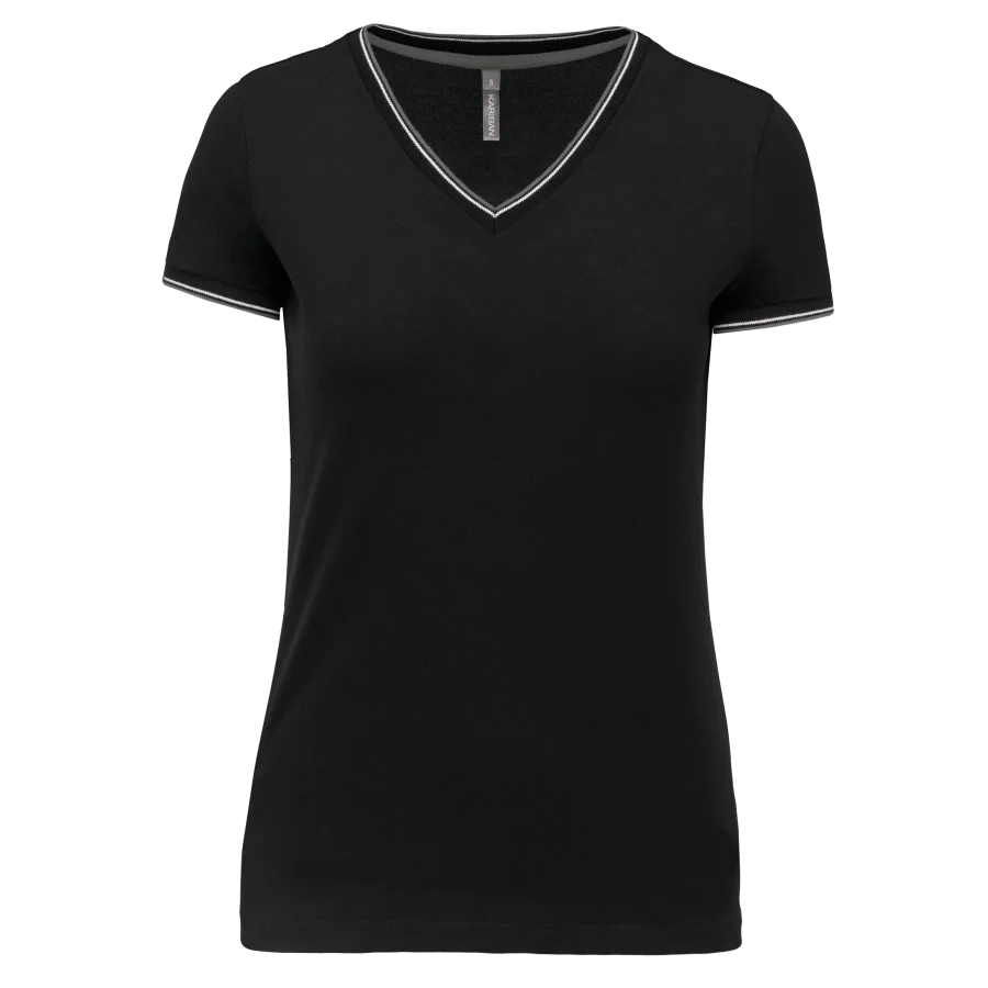 T-shirt maille piquée col V femme