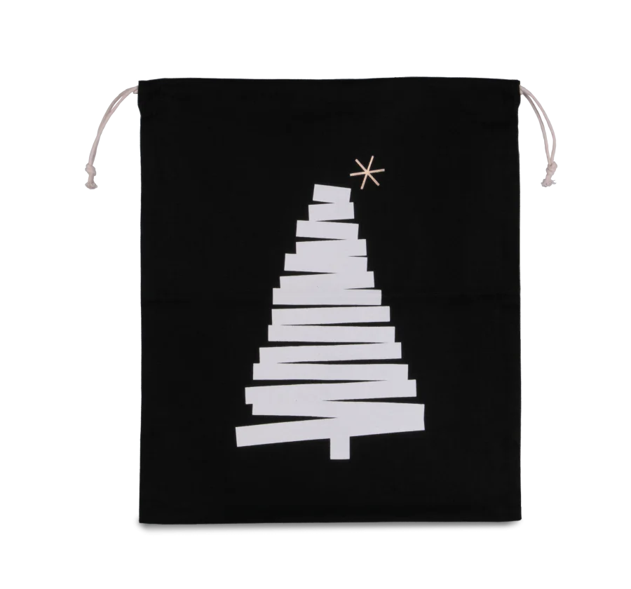 Sac coton à cordon motif sapin