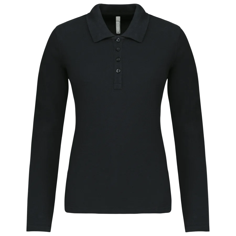 Polo piqué manches longues femme