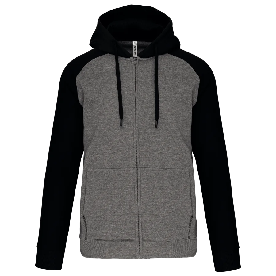 Veste molleton zippée capuche bicolore unisexe