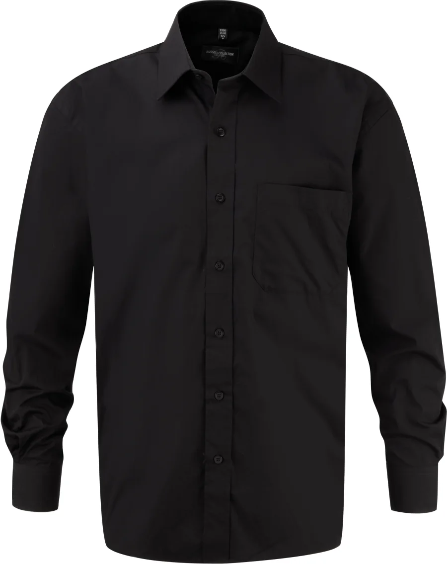 Chemise homme popeline pur coton manches longues