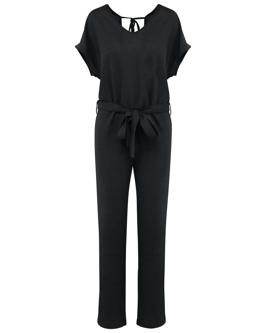 Combinaison en maille manches courtes en lin femme