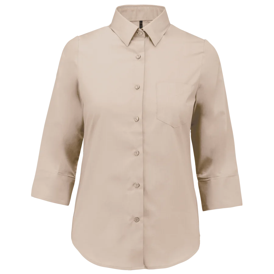 Chemise popeline polycoton manches 3/4 entretien facile femme
