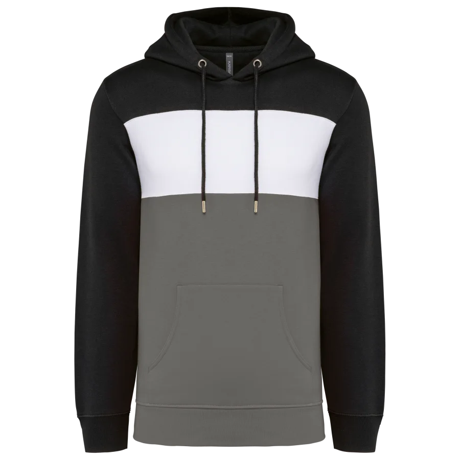 Sweat-shirt tricolore à capuche unisexe