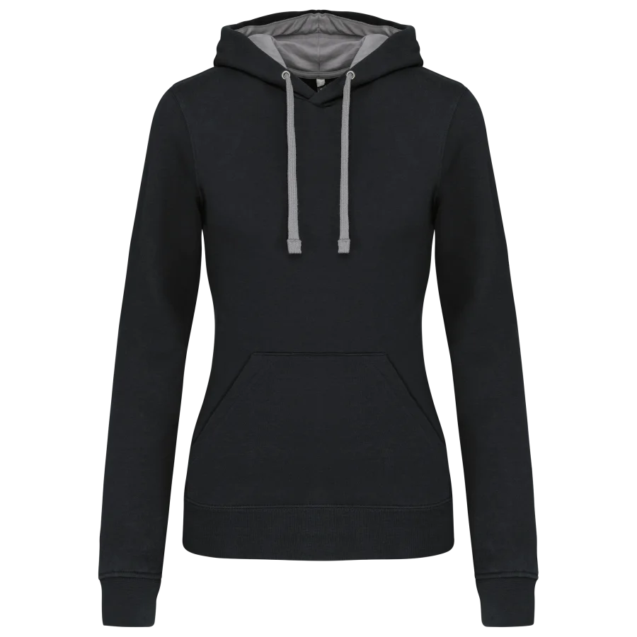 Sweat-shirt capuche contrastée femme