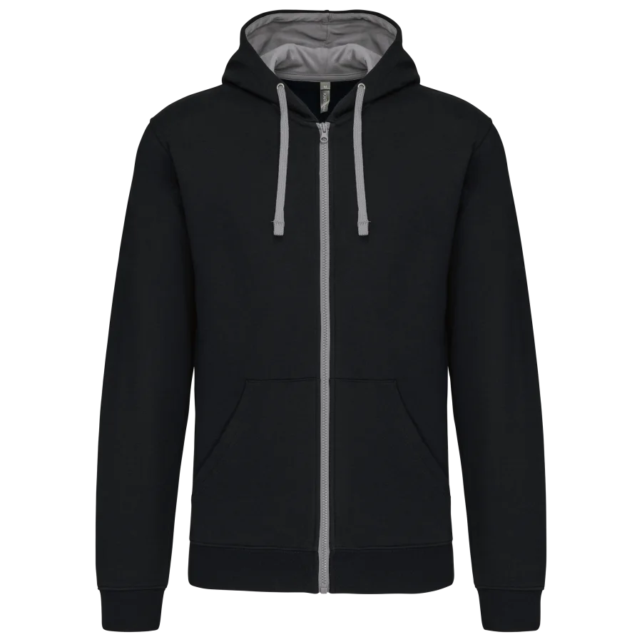 Sweat-shirt zippé capuche contrastée