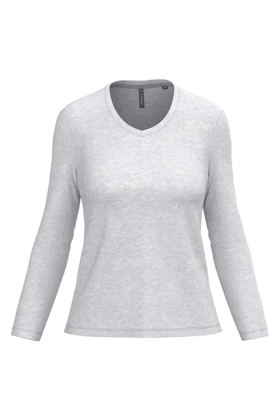 T-shirt col V manches longues femme coloris Ash Heather
