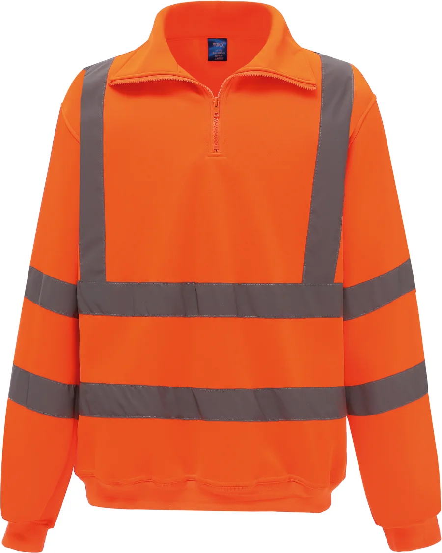 Sweat-shirt 1/4 zip haute visibilité
