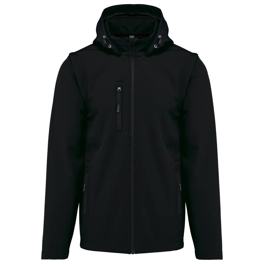 Veste Softshell 3 couches à capuche avec manches amovibles unisexe